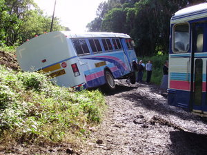 A bus in a ditch!
