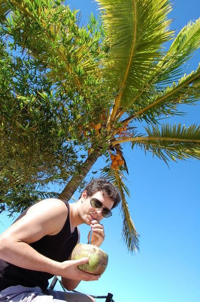 James and a coconut
