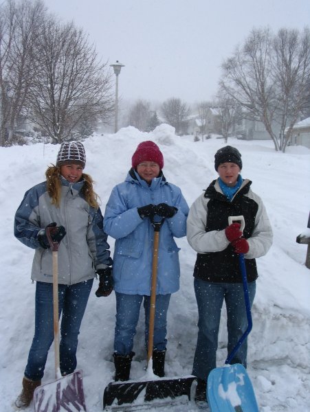 Shoveling in the driveway
