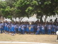 school children at the Kwame Nkrumah monument
