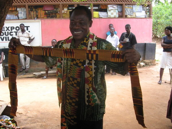 Our guide teaching us about Kente cloth