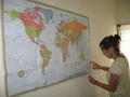 Jordan putting up the map we brought the girls