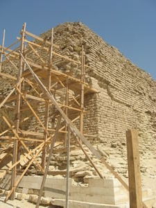 reconstruction being done on the pyramid