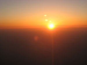 a view of the sunset from our plane window on our way back to Ghana