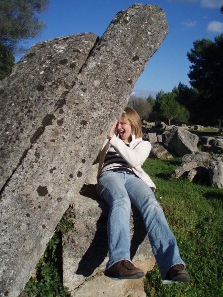 Me in a cool fallen pillar, or some fallen rock from a temple