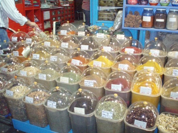 lots of spices at the bazaar