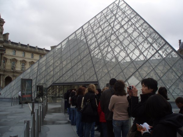 waiting in line at the Louvre