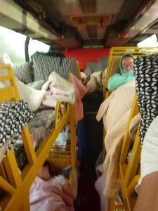 LAOS: Travel down South - Sleeper Bus - not a lot of space