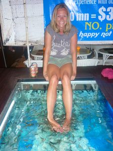 CAMBODIA: Siem Reap - Dr. Fish eats dead skin off your feet - very ticklish