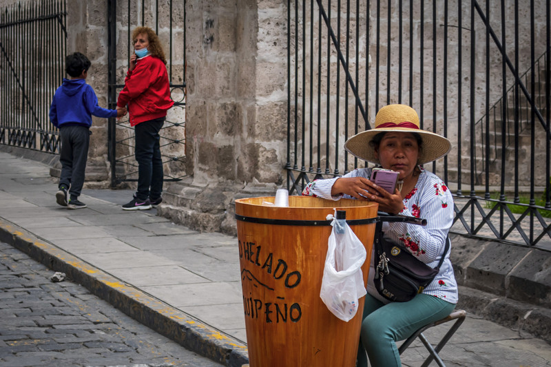 Woman selling Queso Helado in Arequipa