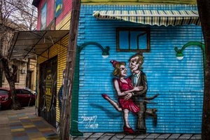 Tango street art in La Boca, Buenos Aires