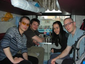 With Alex, Stas and Katja on the train