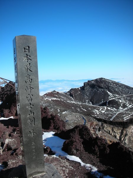 The summit marker at 3776 meters