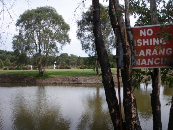 No fishing allowed on the golf course