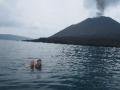 Swimming with Krakatau erupting