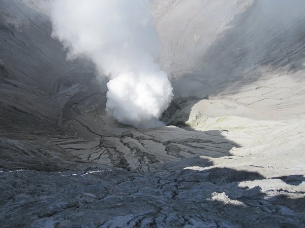 The smoking volcano crater