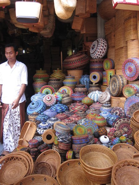 Colourful display at Ubud market