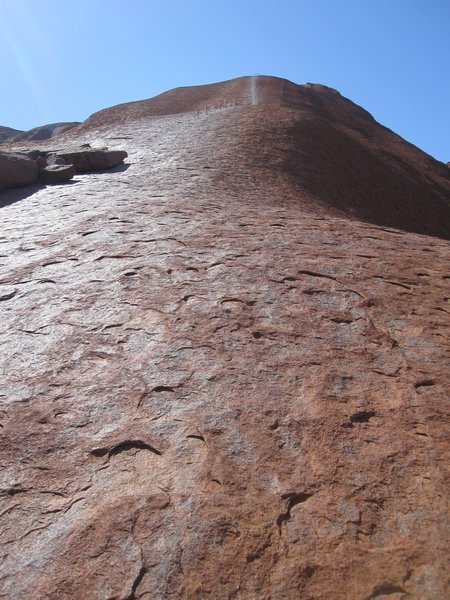The sheer and steep climb up Ayers Rock