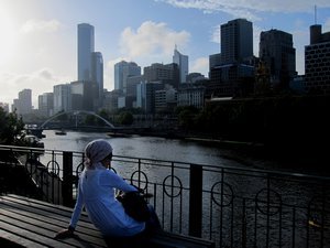 Melbourne skyline in the late afternoon