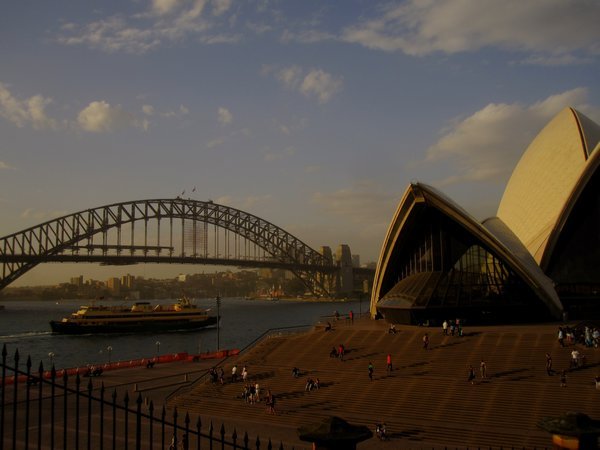Opera House and Harbour Bridge at sunset
