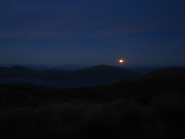 Golden moon rising over Lake Rotoaira
