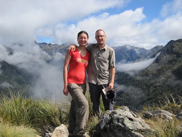 Suzanne and I above Iris Burn Valley on the Kepler Trek