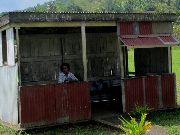 Bus stand along the road on Ovalau