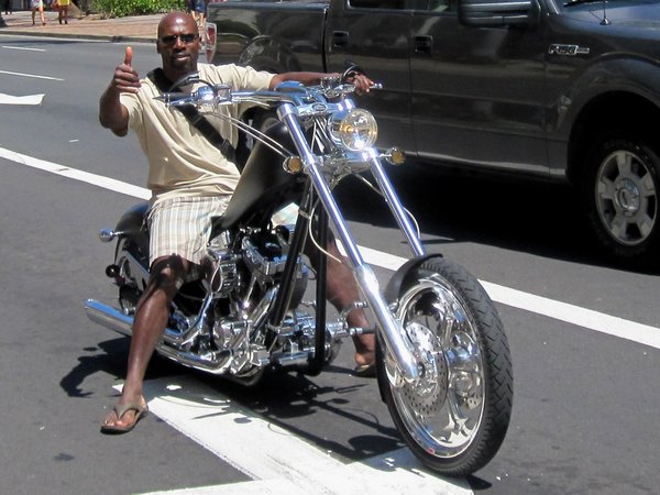 Cool biker in Waikiki