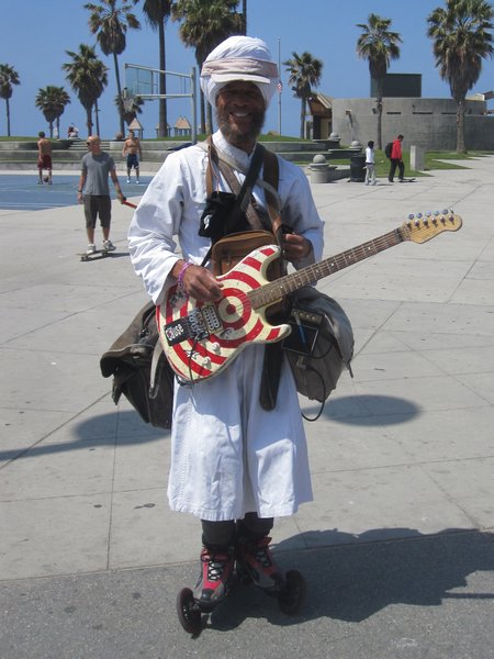 Trying his luck on Venice Beach