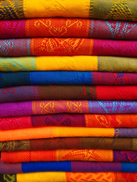 Colourful blankets at the market in San Cristobal de las Casas