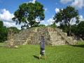 Me upside down in front of Structure IV at Copan