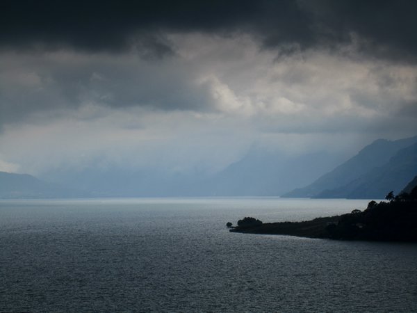 Dramatic sky over Lake Atitlan