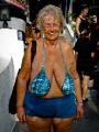 Oh no! (woman with body-painted bra in Key West)