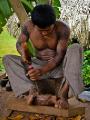 Embera man with traditional jagua paintings in Mogue