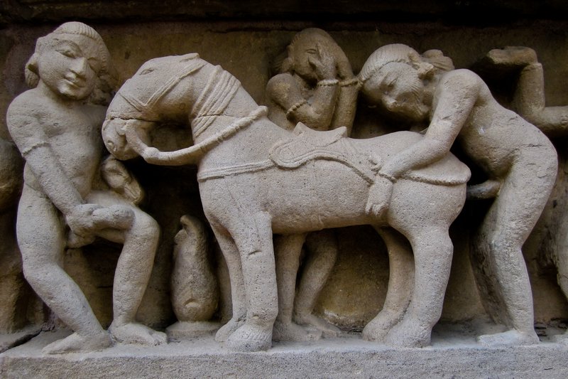 Does the horse smile during this Kama Sutra excercise in Kajuraho I wonder?