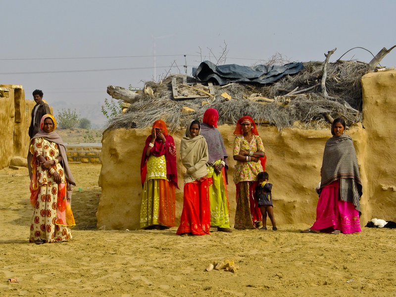 Mud village in the desert near Jaisalmer