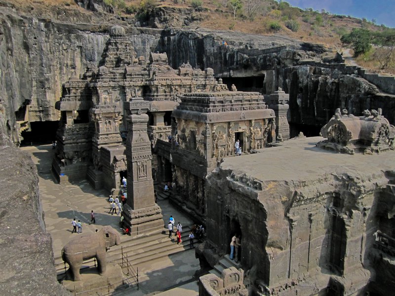Awesome Kailasa temple at Ellora caves from above