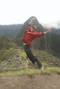 Jumping in front of Machu Picchu