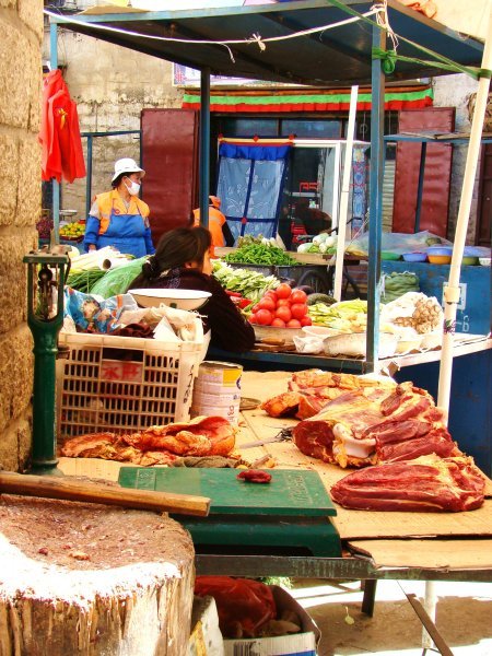 Fresh meat Lhasa stall Barkhor