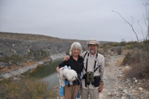 Jon, Lynn, and Moxie on the Pecos