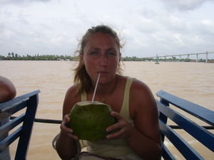 drinking coconut juice