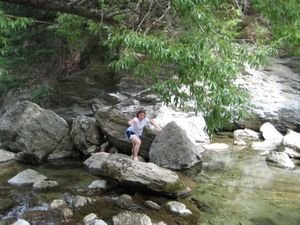 Moe hiking in Roaring Molly Creek