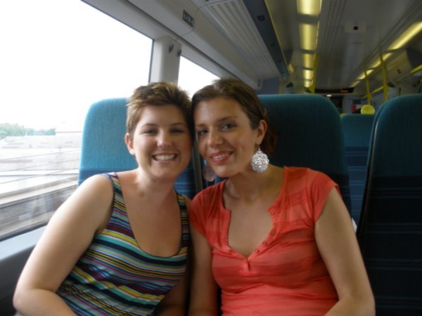 Ang and I on the train to Brighton