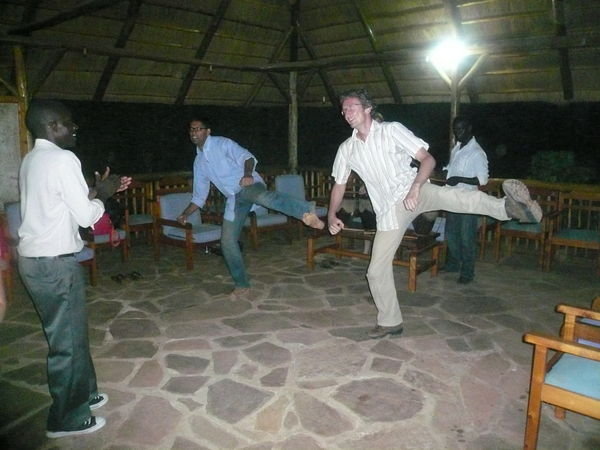 marcel and amol doing african dancing