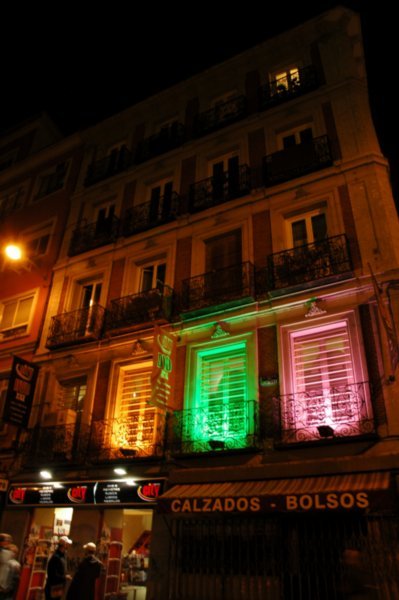 some colored lights near our hostel