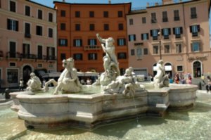 this is one of the fountains in the Piazza Navona