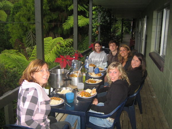 Group curry in our hostel in Raglan