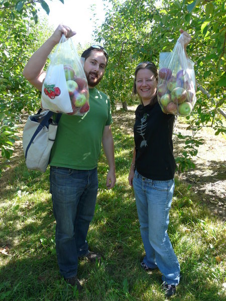 apple picking Greg & Inke at Mont St Hillaire