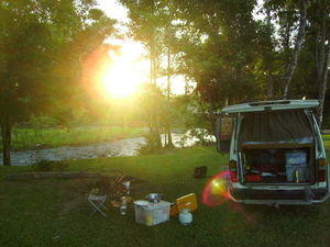 sunset river picnic
