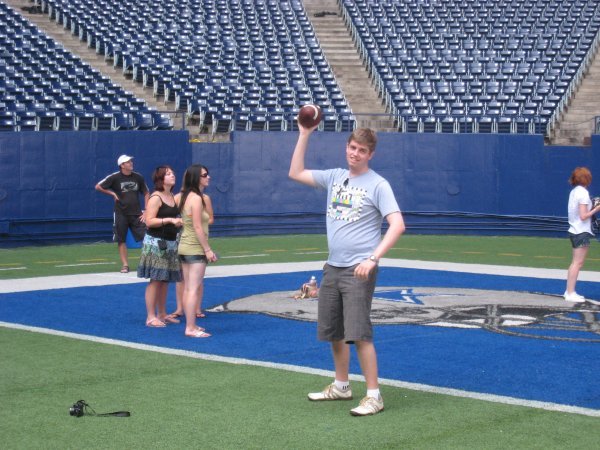 Throwing a football